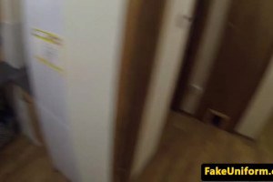 UK dressed up officer bangs big titted gal on cam