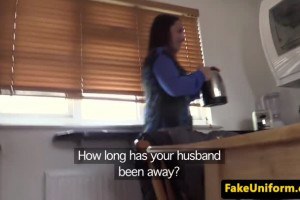 English tramp fucked in the ass by fake cop during house search 