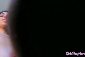 Darcie Dolce and August Ames two busty lesbos getting naughty on the bed