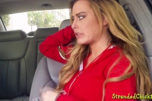 Picked up hottie with massive boobies gets nailed in the car 