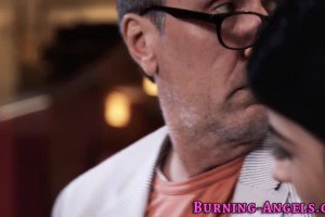 Sadie Pop tiny goth teen is curious about professor's big cock