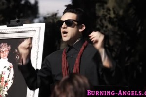 Pale goth babe Marley Brinx nailed on grave