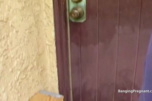 Guys on the job get an unexpected treat with a preggo chick