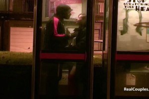 British couple having sex in phone booth and abandoned building