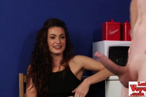 Femdom babe laughs at masturbating loser