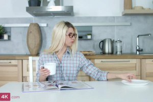 Blond-haired beauty Cornelia Quinn getting fucked in the kitchen