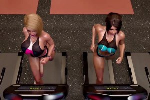 Big knockers futanari girls having sex in a gym in a 3d animation