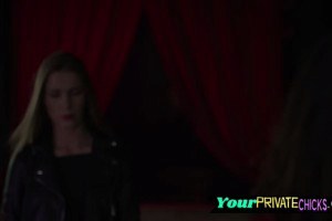 Busty bike girl Anna Polina gets both holes pleasured