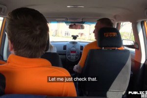 Busty english driving instructor squirts in car