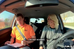 Busty milf publicly riding driving instructor