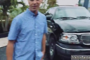 Three gorgeous car wash girls polish guy's big hard schlong