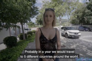 Pulled european amateur nailed outdoor after being tricked