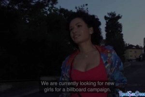 Good looking european brunette amateur gets fucked for cash