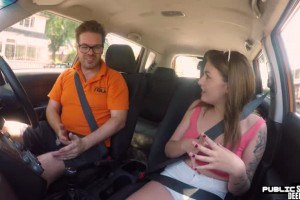 Petite euro publicly pounded from behind in taxi cab