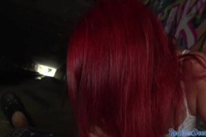 Busty redhead European girl publicly fucking a complete stranger