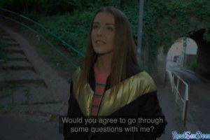 Pulled eurobabe blowing and riding big shaft in public