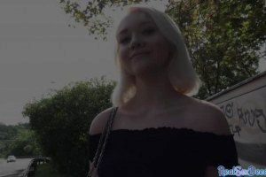 Pulled blonde pussy stuffed from behind before giving head