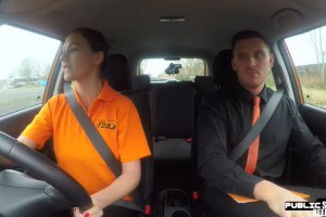 Eurosex screws instructor in the car until cream-pie