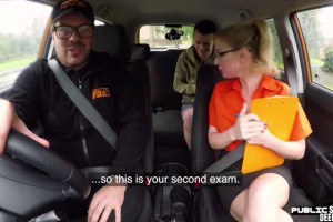 Glasses babe pounded in car after fingering session and oral sex