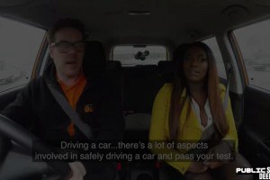 Sexy dark skinned beauty gets gully hole railed in the car by driving tutor