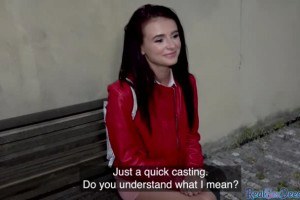 Ultra hot brunette in nylons fucked in public