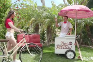 Liz Jordan Dribbles Ice Cream on Her Perky Natural Tits And Gets Rimmed and Pounded