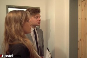 Beautiful eurobabes share one big cock in the hostel room