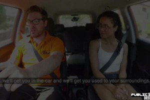 Smalltits ebony babe rides her driving instructor