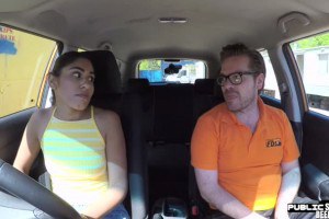 Driving instructor confesses his dirty fantasy to small tits student