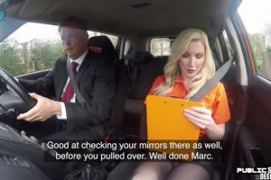 Bosomy driving MILF likes to ride dick in the car
