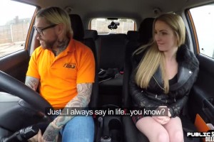 Smoking hot MILF bends over in the car to get fucked by the driving instructor