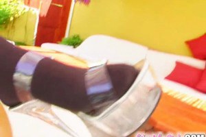 Lovely brunette wife toying