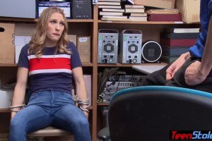 Blonde teen delinquent Kasey Miller getting punished by cop's big cock