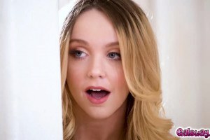 Katie spanks lesbian teens Nikole and Aften before pussylicking