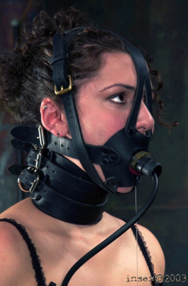 Sub drools while wearing a gag mask