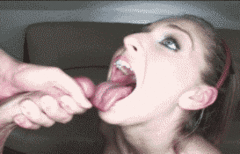 Lovely teen girlfriend takes a massive load down her throat