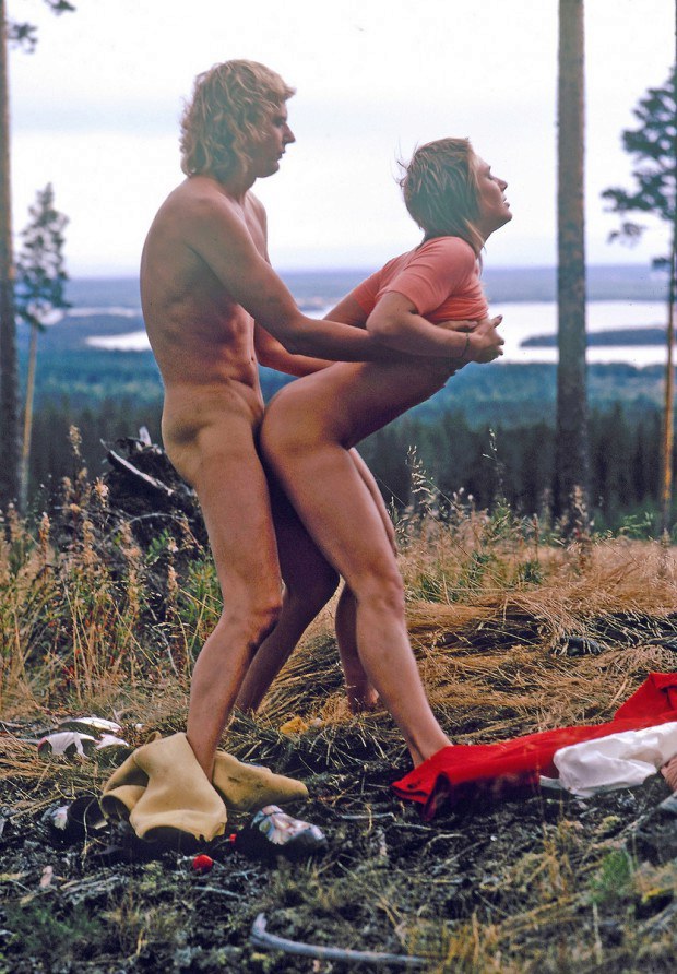 Superb vintage pic of a blonde getting fucked in nature