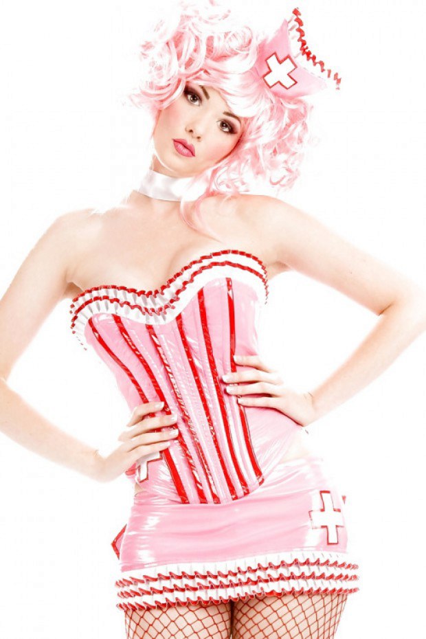 Pink haired nurse looks so kinky in uniform