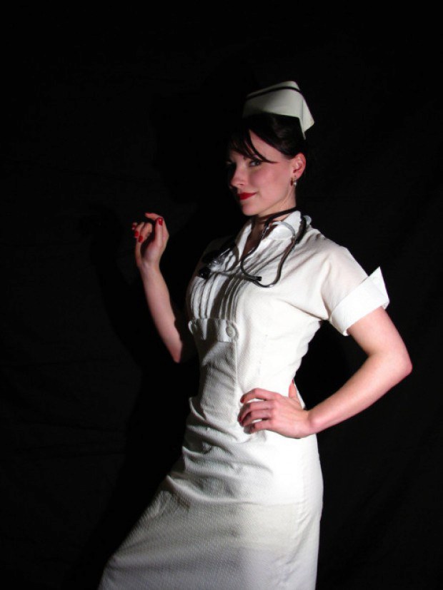 Brunette nurse is extremely sexy