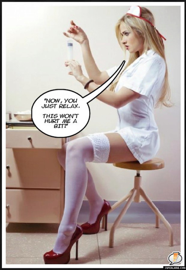 Dreamy blonde nurse prepares the shot