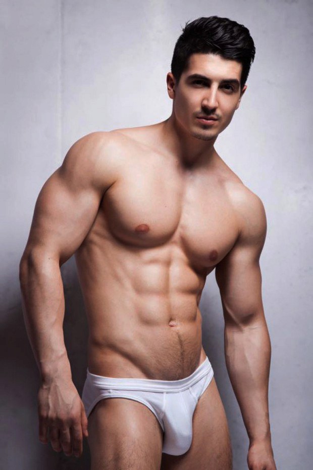 Hot gay stud has the most appetizing pecks and abs