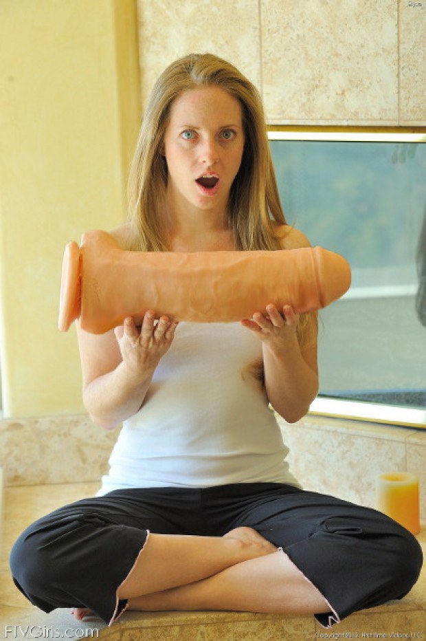 This Blonde Just Bought A Huge Dildo