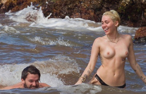 Celebrity Miley Cyrus Is Topless At The Beach 8872