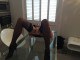 Wife with criminal legs teases on the table 