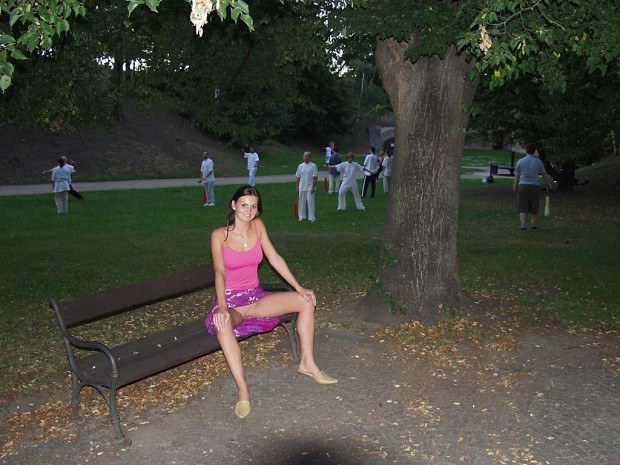 Beautiful amateur flashes her pussy in the park