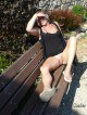 Kinky wife shows her cunt on the park bench