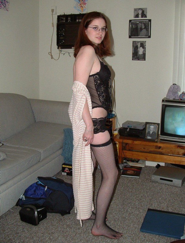 Super sweet amateur in stockings is home alone photo