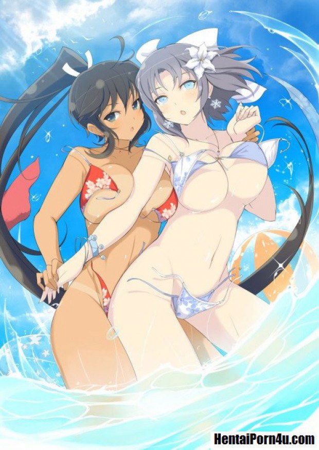 Two Hentai babes with big boobies having fun in the water
