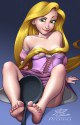 Long hair cartoon princess reveals her areaols 