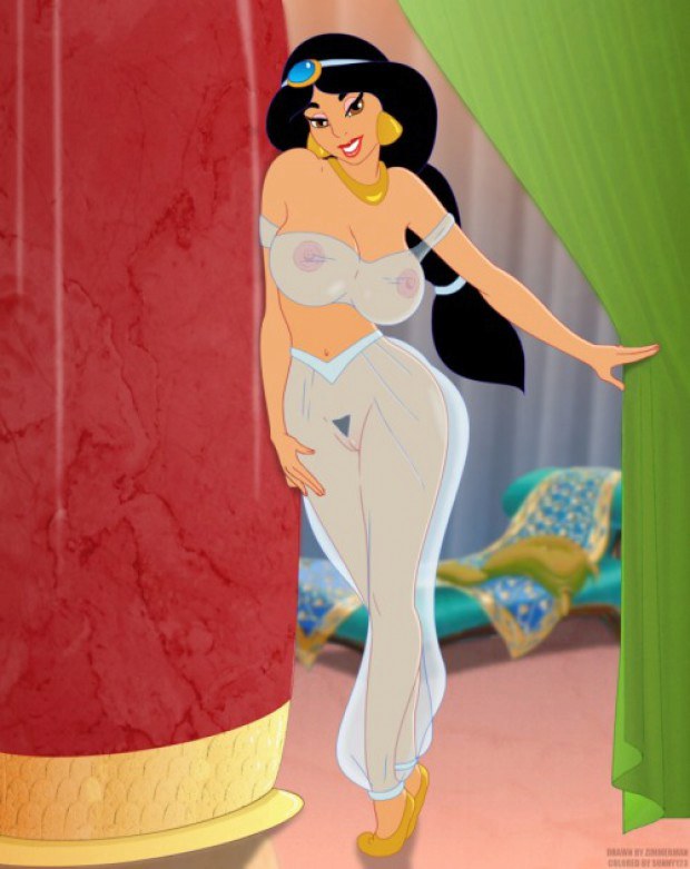 Busty cartoon character Jasmine has beautiful breasts